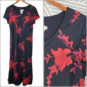 Vintage 90s Party Slip Dress size 14 Grunge alt Layered Black Red Maxi Long